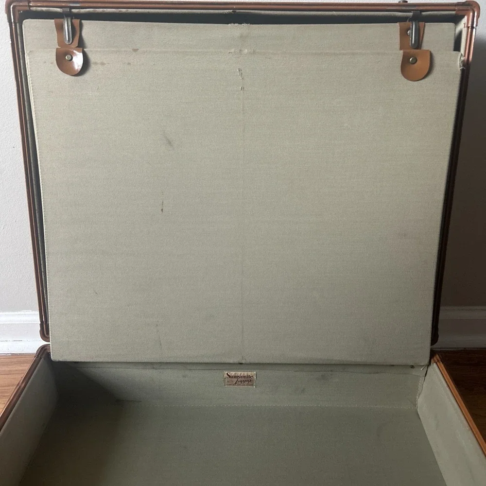 Vintage 1950s SAMSONITE Luggage Leather Suitcase Brown